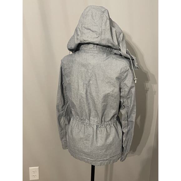 l.o.g.g. h&m womens size 4 long sleeve full zip hooded jacket white blue striped - Picture 7 of 7